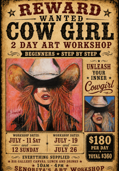 Paint a Big Canvas Cow Girl