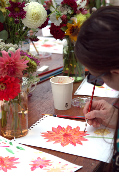 Paint and Pick: Watercolour Workshop in the Flower Field