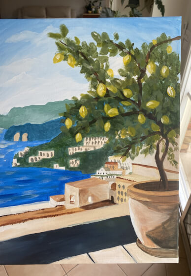 Paint and Sip Class: Italy's Blue Lemon Haven