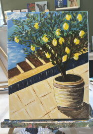 Paint and Sip Class: Italy's Blue Lemon Haven