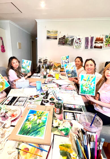 Paint and Sip Class: Watercolour Flower Painting Melbourne