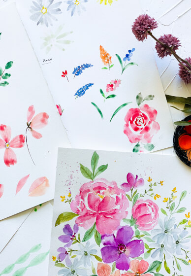 Paint Floral Watercolour Art at Home | Online class & kit | ClassBento