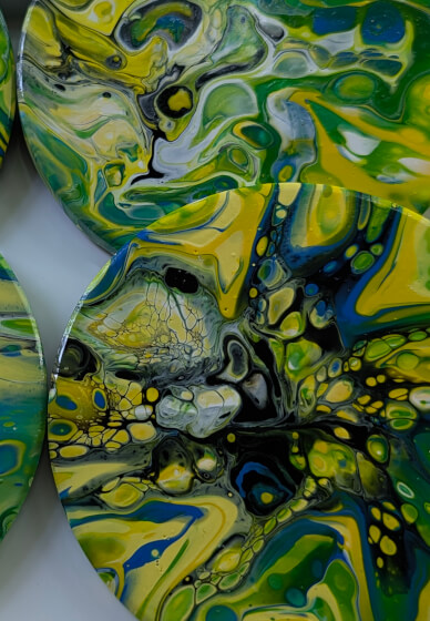Paint Pouring Class on Ceramic Coasters (BYO) Surry Hills