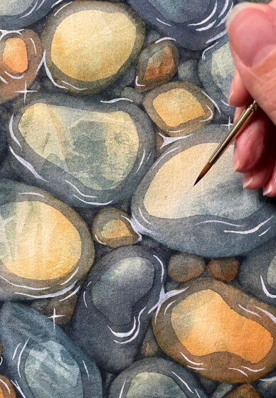 Painting Pebbles Workshop: Creating Form with Watercolours