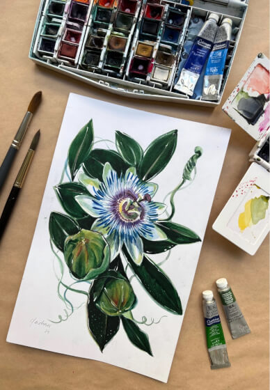 Passion Flower Watercolour Painting Class