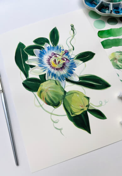 Passion Flower Watercolour Painting Class
