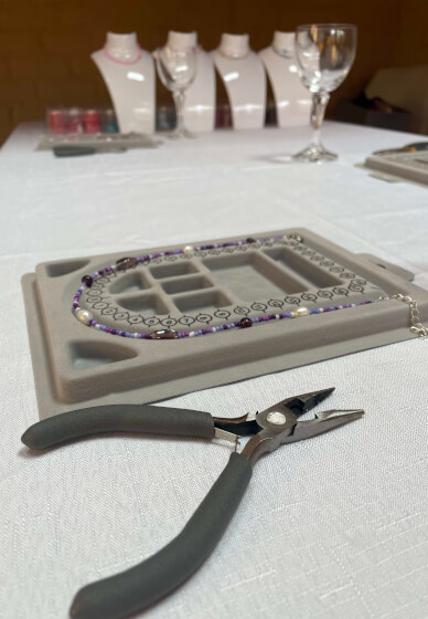 Pearl Beaded Necklace and Bracelet Workshop with a Mocktail