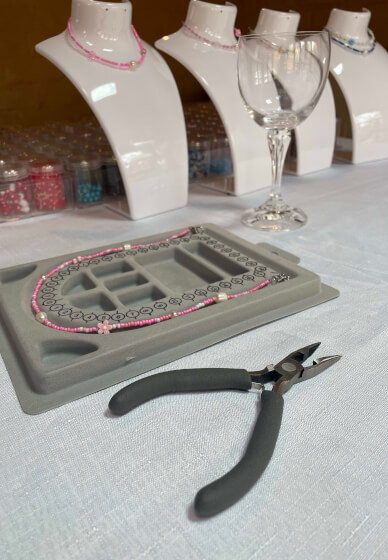 Pearl Beaded Necklace and Bracelet Workshop with a Mocktail
