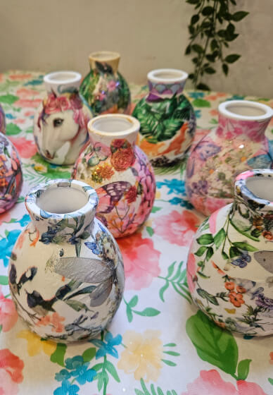Pick a Posey with Vase Decoupage Class