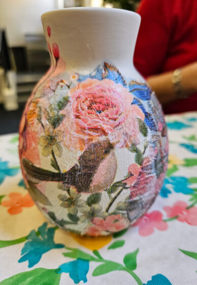Pick a Posey with Vase Decoupage Class
