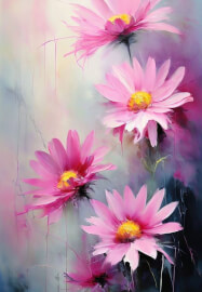 Pink Flowers, Acrylic Painting Class