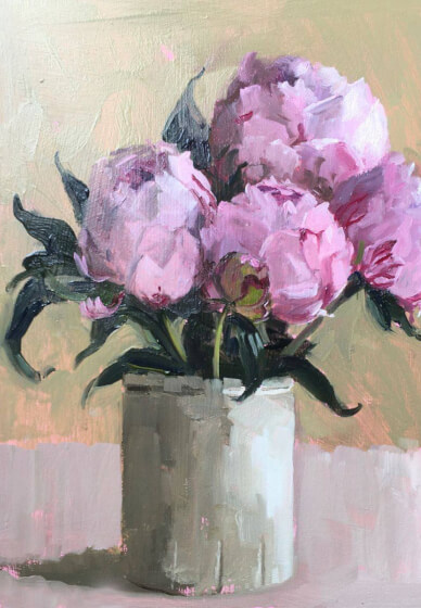 Pink Flowers, Acrylic Painting Class