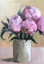 Pink Flowers, Acrylic Painting Class