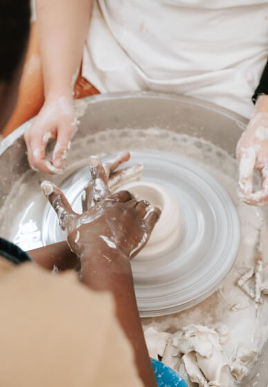 Wedging Clay in Preparation for Wheel Throwing Pottery 