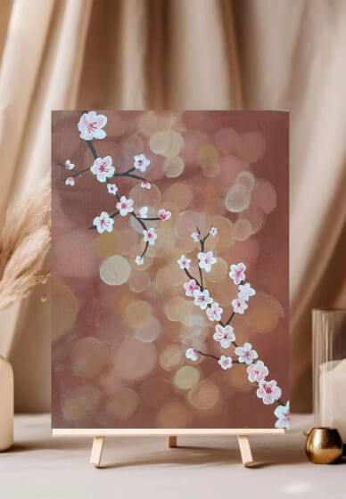 Private Paint and Sip Class: Abstract Textured Cherry Blossom Art
