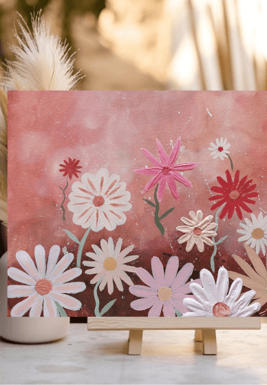 Private Paint and Sip Class: Abstract Textured Flower Artwork