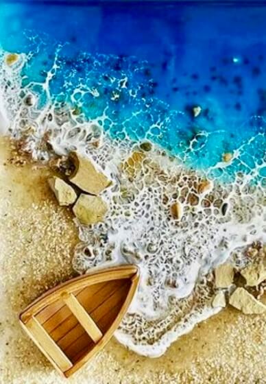 Resin Masterclass: Resin Ocean Beach Scene Art