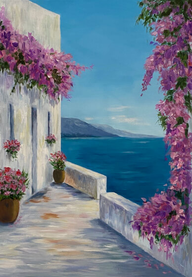 Santorini Landscape Acrylic Painting Workshop