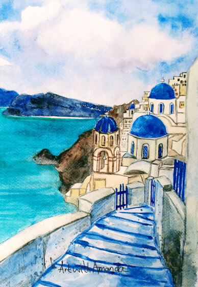 Santorini - Watercolour Painting Class