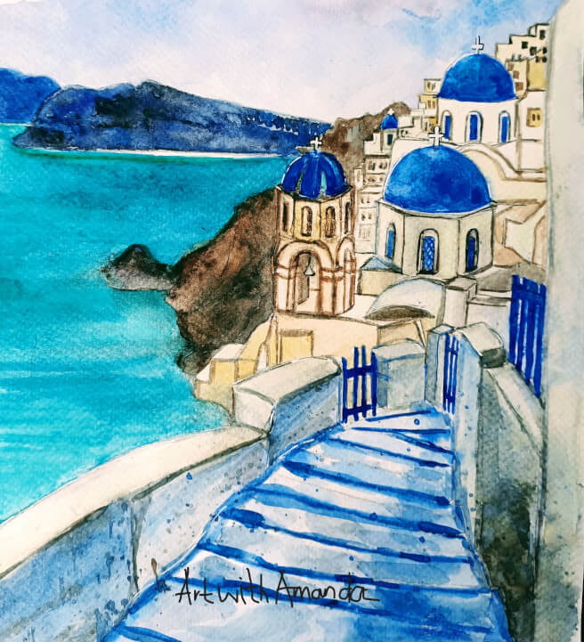 Santorini - Watercolour Painting Class