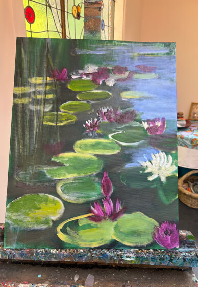 Sip and Paint Class with Paella: The Lotus Pond