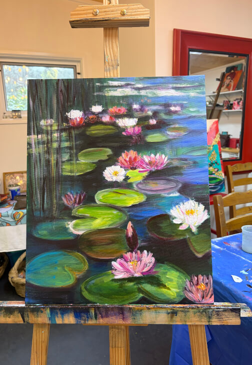 Sip and Paint Class with Paella: The Lotus Pond