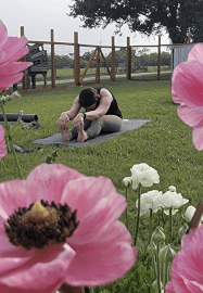 Sunrise Pilates Class in the Flower Patch