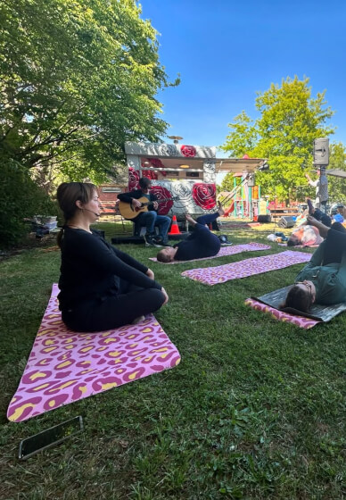 Sunrise Yoga Class in the Flower Patch