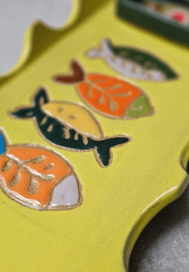 Sushi Stencil Platter - Pottery Workshop