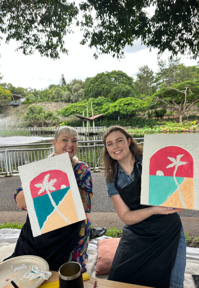 Textured Paint and Sip Class: Palm Trees