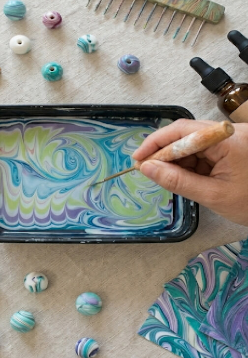 Ceramic Marbling and Jewellery Making Class