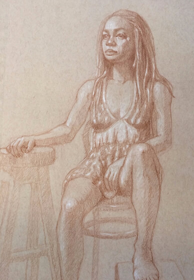 Untutored Life Model Portrait Drawing Experience
