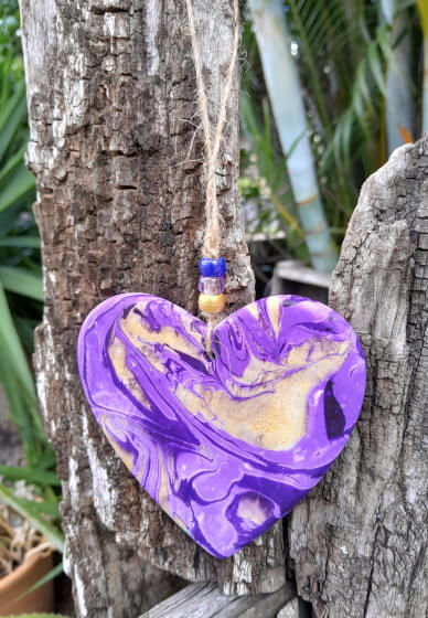 Water Marbled Ebru Heart Trinket Dishes or Coasters Workshop