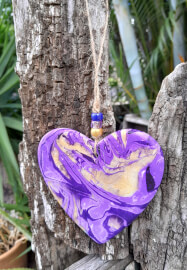 Water Marbled Ebru Heart Trinket Dishes or Coasters Workshop