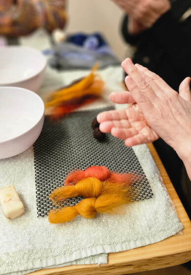 School Holiday Wet Felted Ball Necklace Workshop