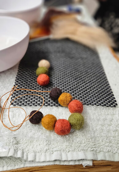 School Holiday Wet Felted Ball Necklace Workshop