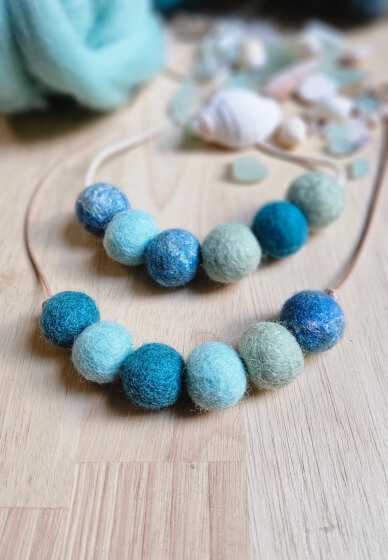School Holiday Wet Felted Ball Necklace Workshop