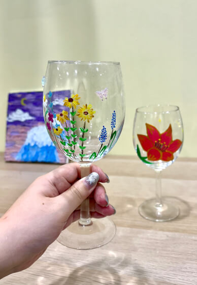 Wine Glass Paint and Sip Workshop for Team Bonding