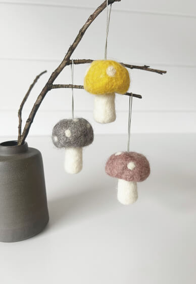 Wool Felted Mushroom Ornament Workshop
