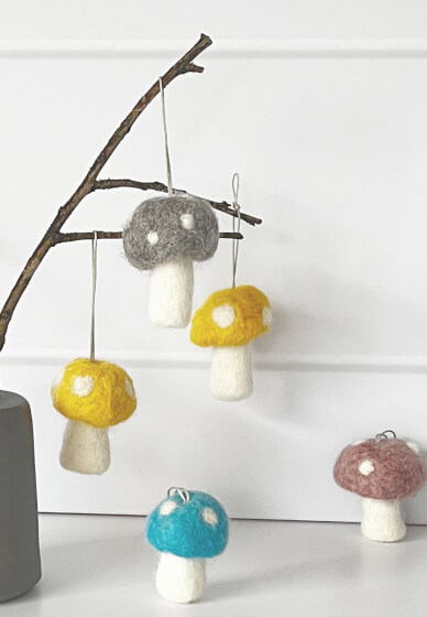 Wool Felted Mushroom Ornament Workshop