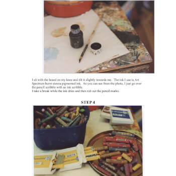 A reed pen oil pastel sticks.