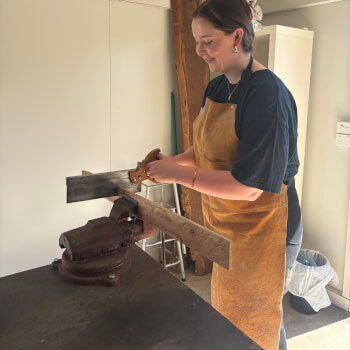 Cutting the wood