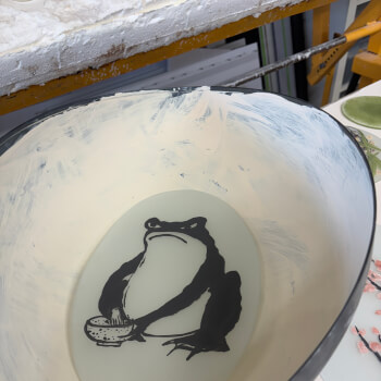 Once fired onto the glass your piece will be refired to slump it into a bowl
