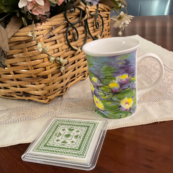 Hapsburg Lace Embroidery displayed in a clear Coaster