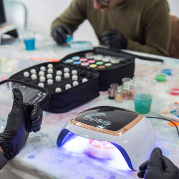 Curing under UV light
