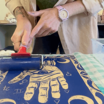 Rolling on the ink 