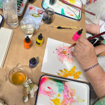 Combining black ink and vibrant colour