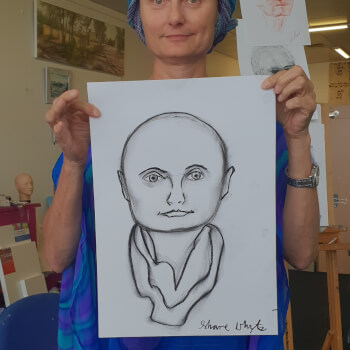 Initial sketch of shape of face 
