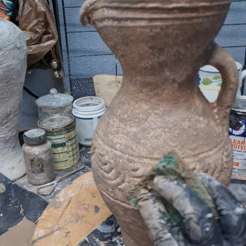 Creating colour and texture onto vase