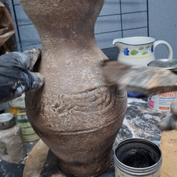 Sealing the vase with a matt sealer and clear matt bees  wax